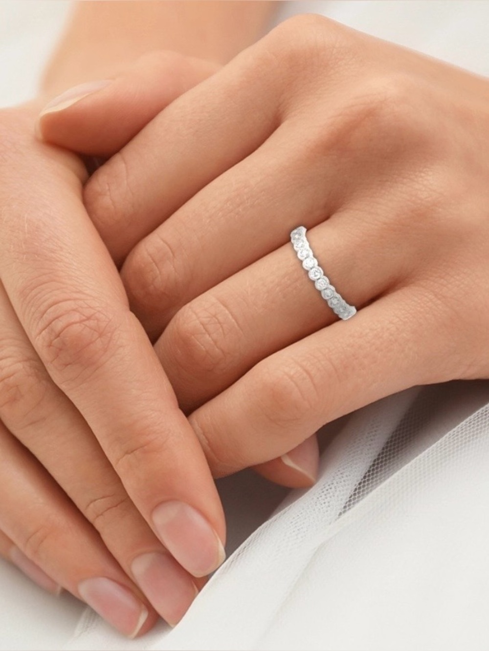 Diamond Band in 14k White Gold - Picture 10 of 11
